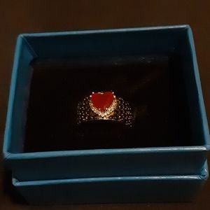 Ruby, Black Spinel, and White Topaz Band Ring sz 5